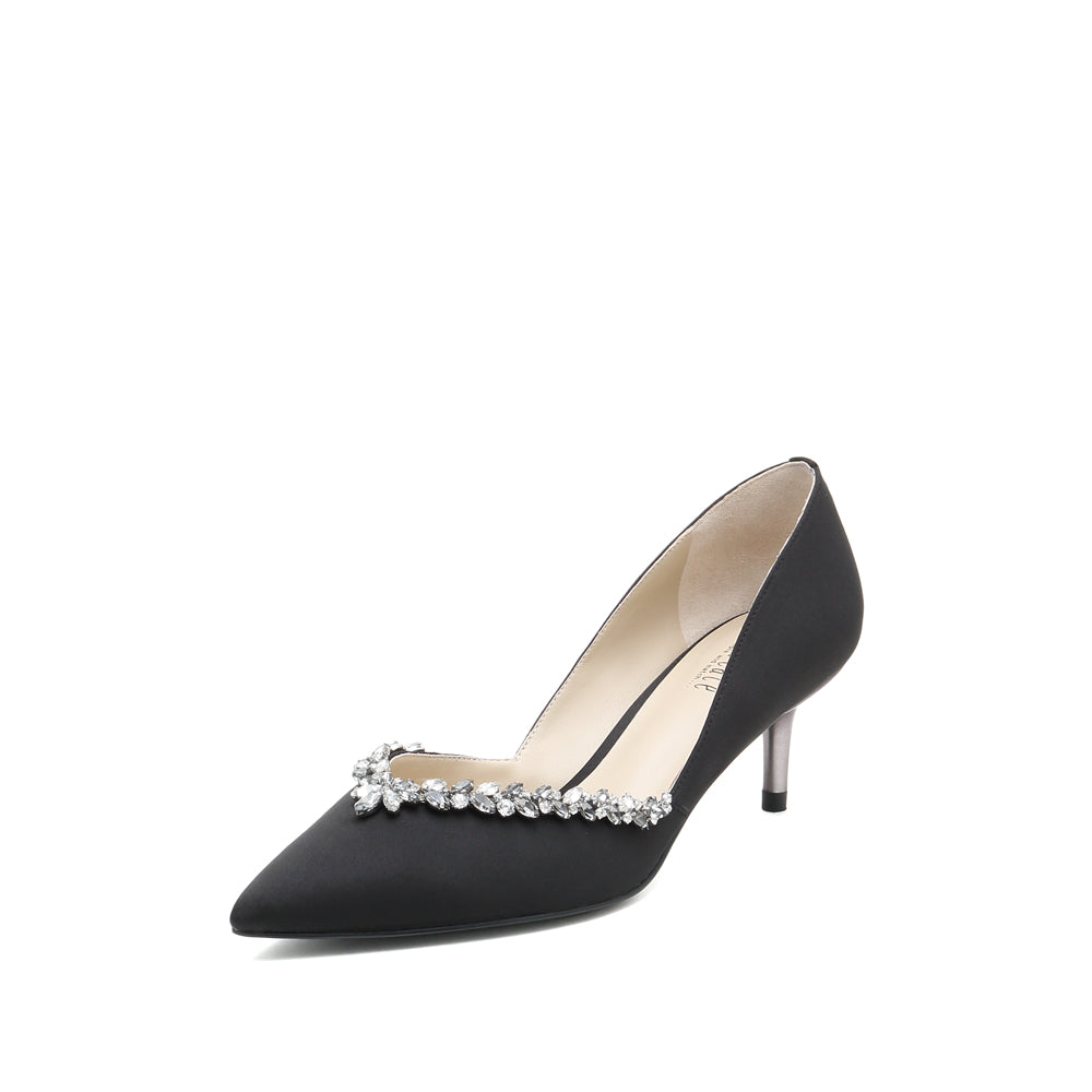 Crystal Embellished Pointed Toe Pumps