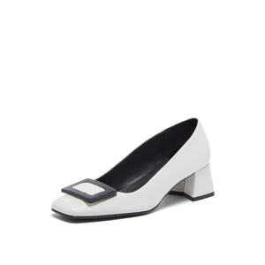 Square-toe Block Heel Pumps