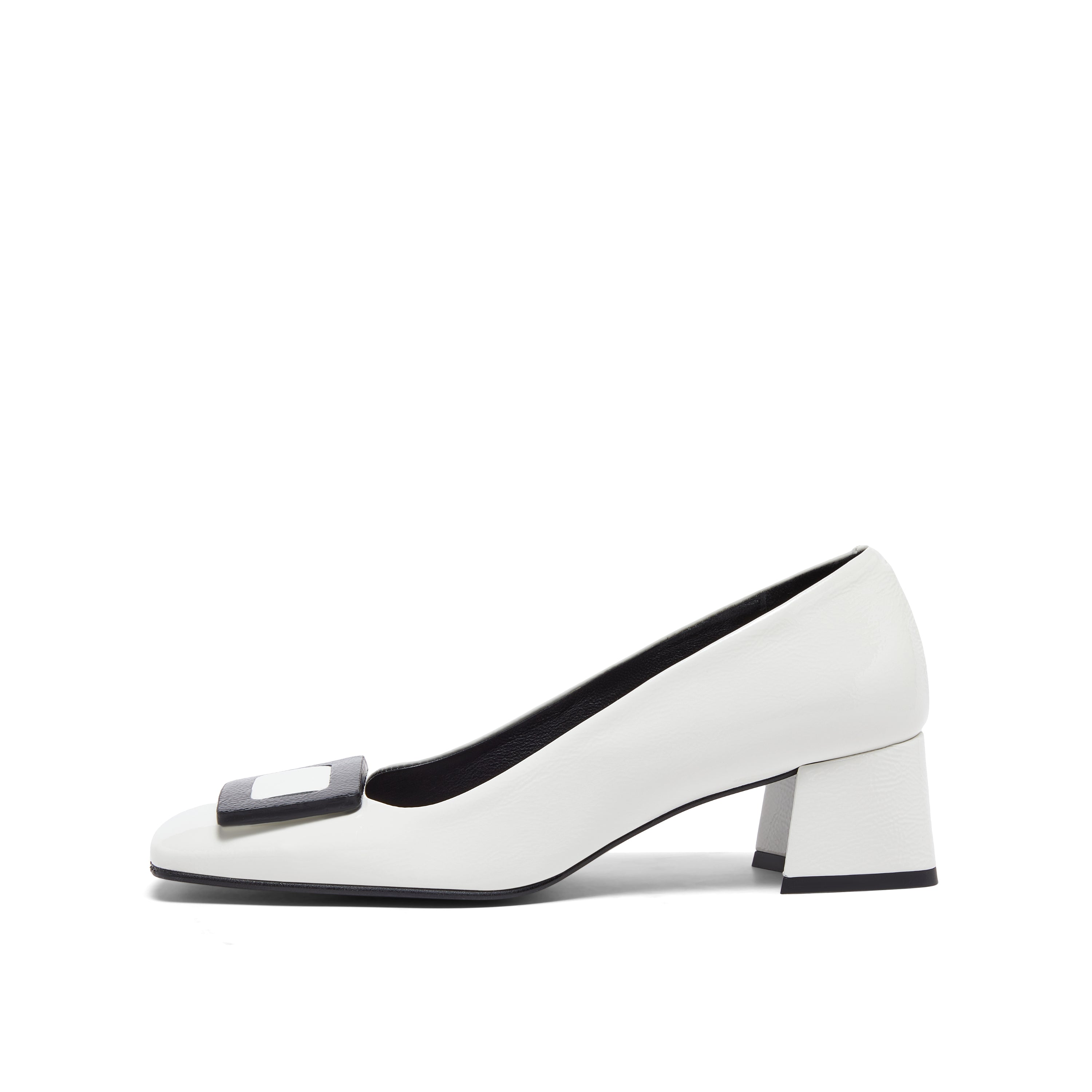 Square-toe Block Heel Pumps