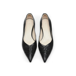 Pleated Leather Point Toe Shoes