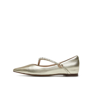 Metallic Leather Hidden Wedge Mary Jane Shoes