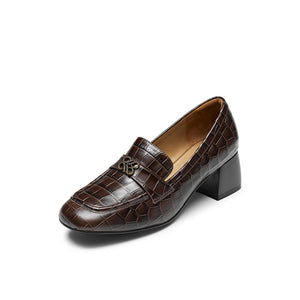 Retro Embossed Leather Loafers