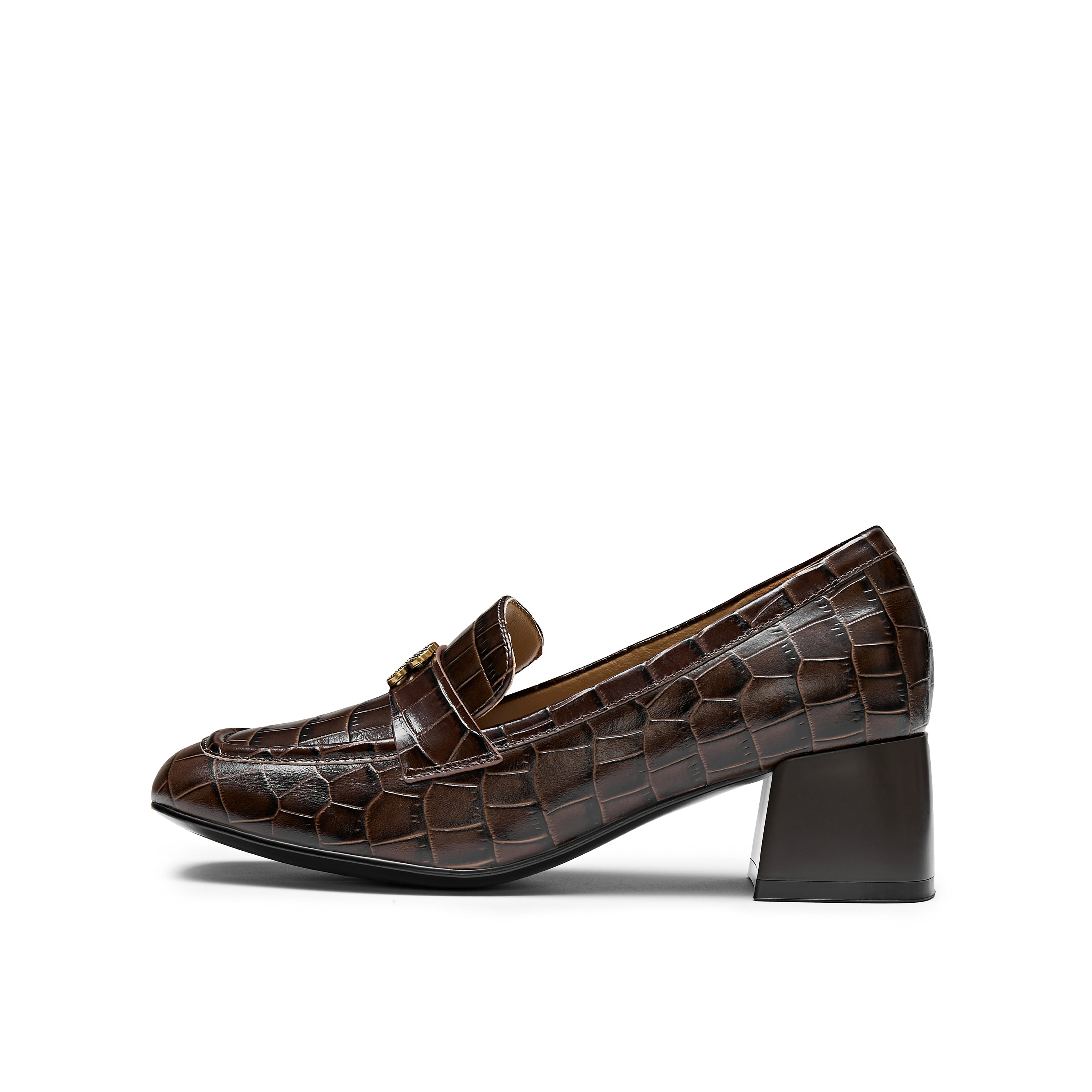 Retro Embossed Leather Loafers