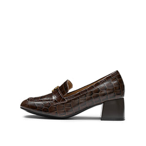 Retro Embossed Leather Loafers