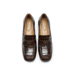 Retro Embossed Leather Loafers