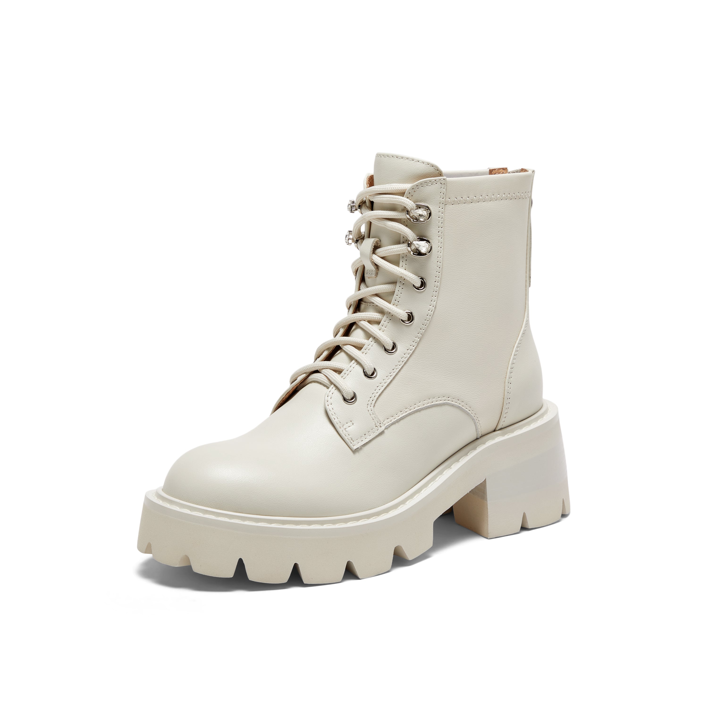 Zip-back Combat Boots with Lug-sole