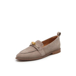 Suede Loafers with Bamboo Detail