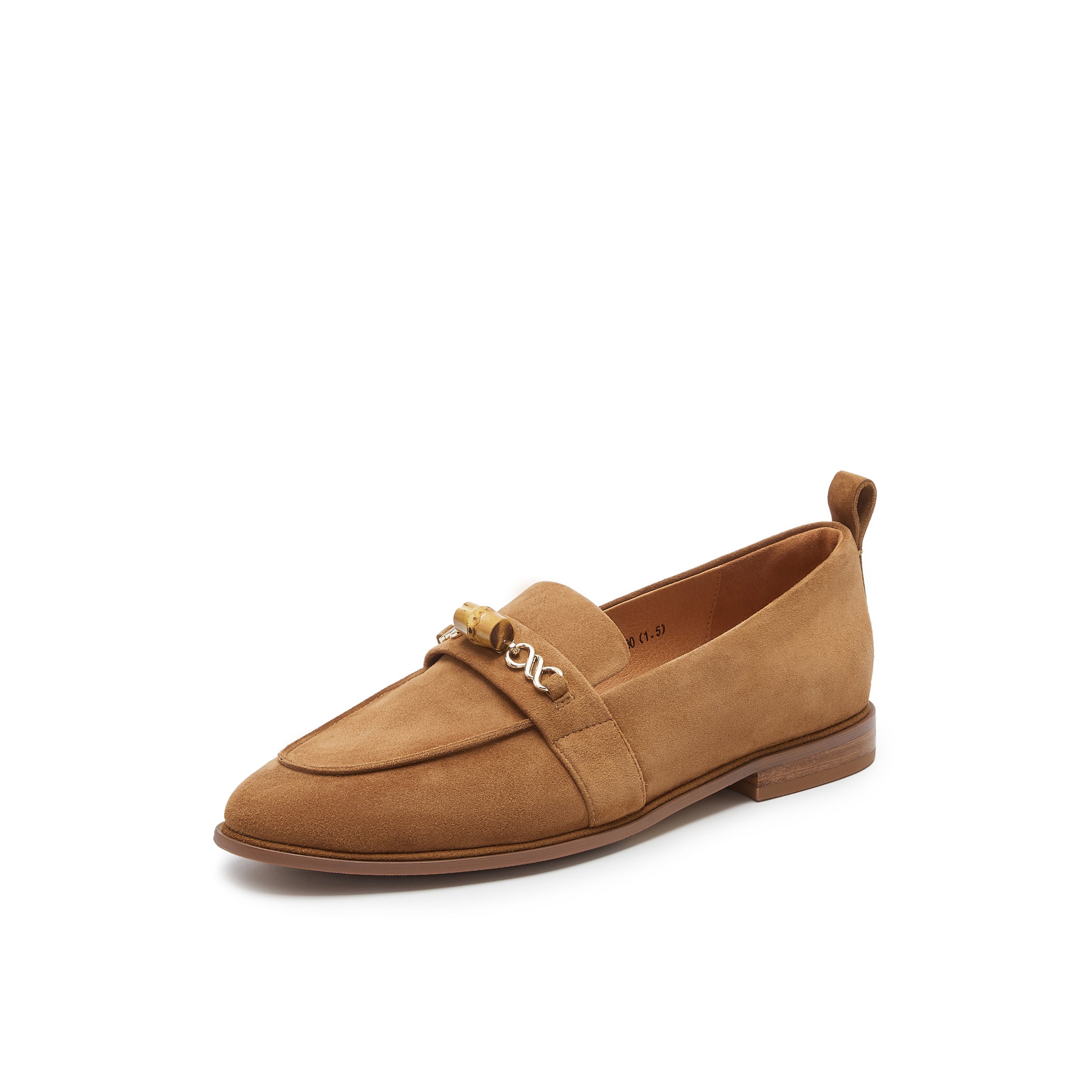 Suede Loafers with Bamboo Detail