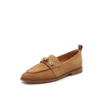 Suede Loafers with Bamboo Detail