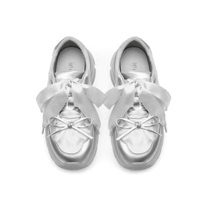 Satin and Calf Leather Sneakers