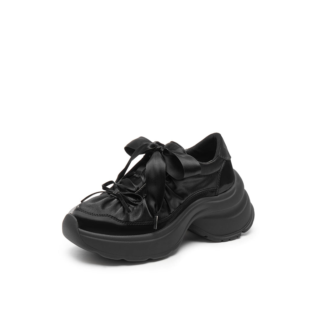 Satin and Calf Leather Sneakers