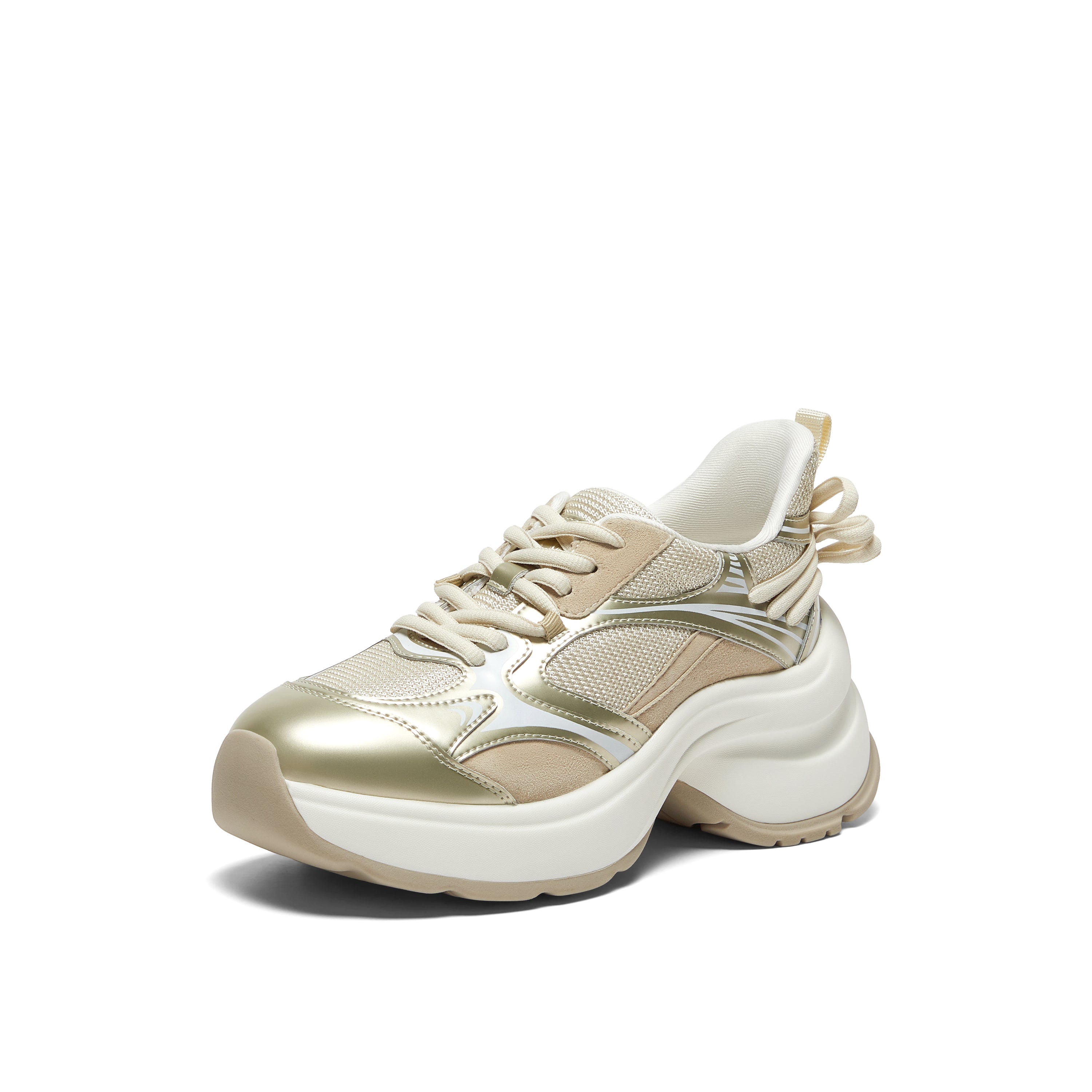 Metallized leather Sneakers with Ribbon