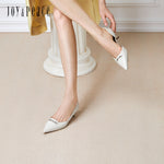 Open Side Heels with Metal Feather Embellishment