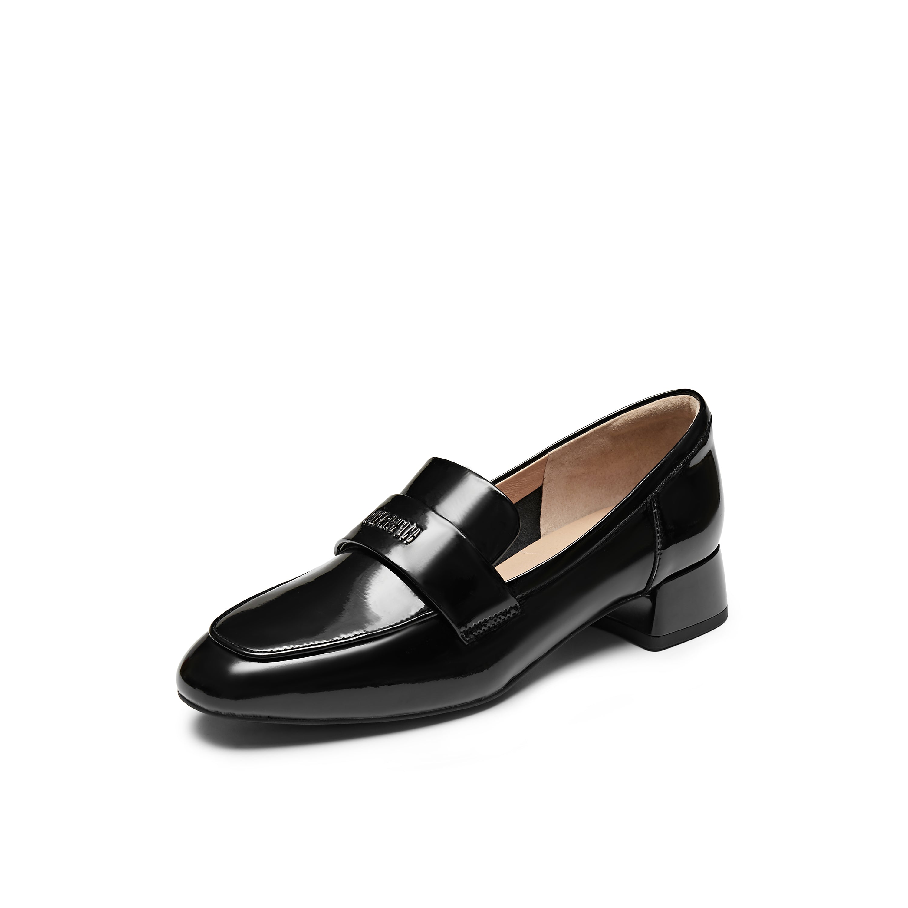 "JOY & PEACE" Logo Mid Heel Loafers