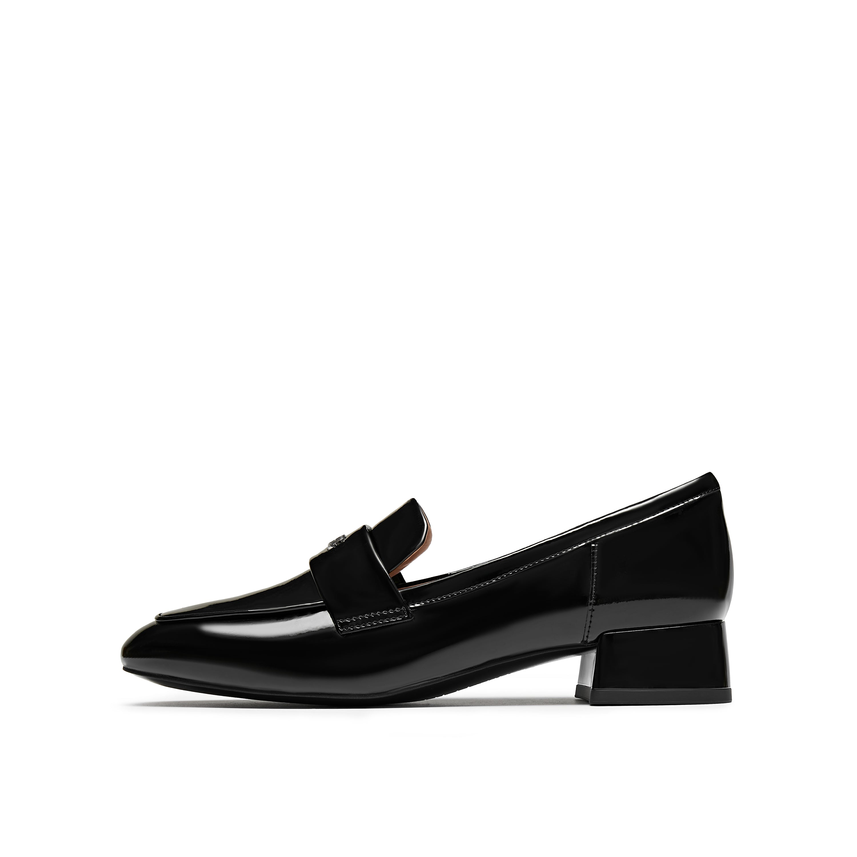 "JOY & PEACE" Logo Mid Heel Loafers