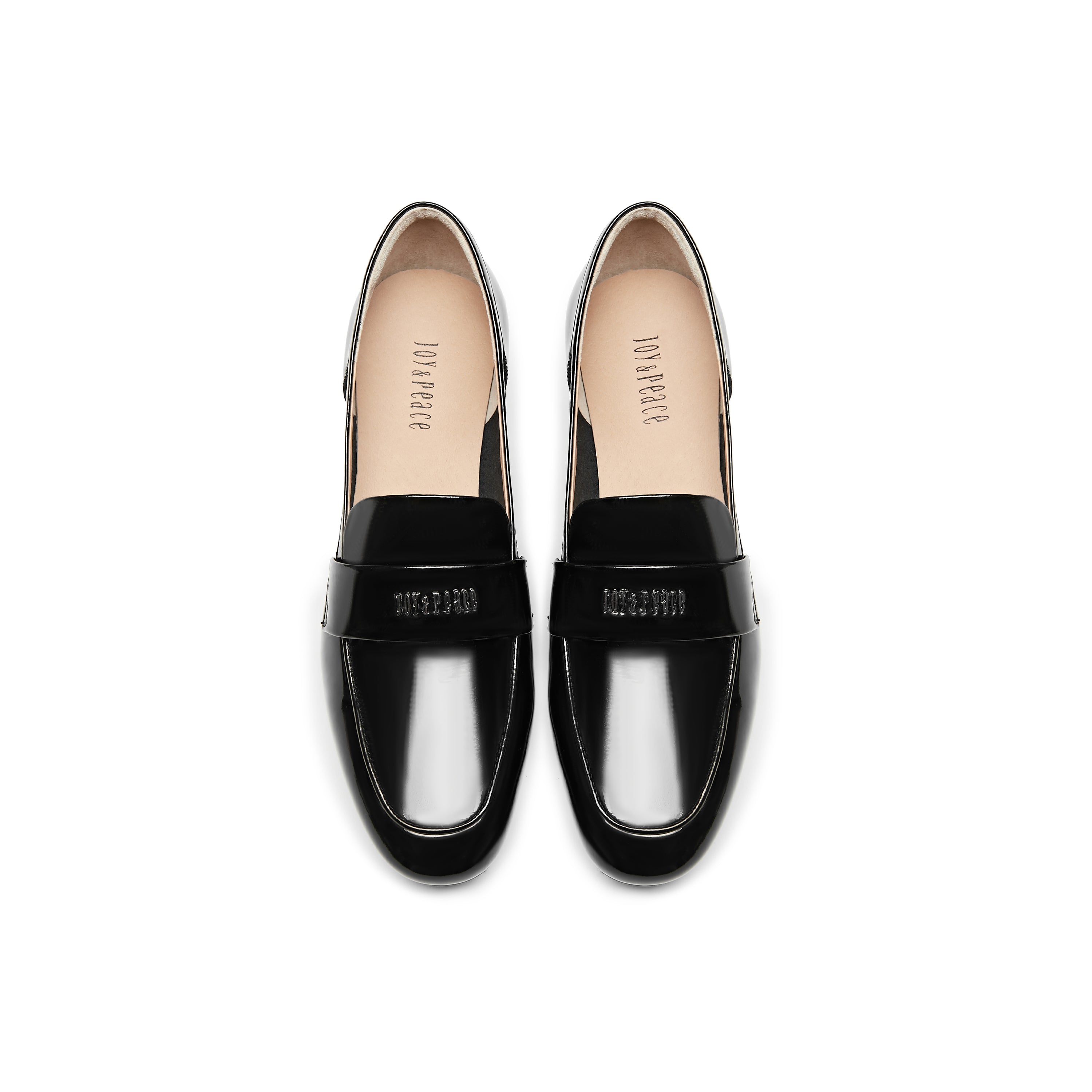 "JOY & PEACE" Logo Mid Heel Loafers