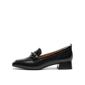 Horsebit Mid Heel Loafers with Fringe