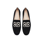 JP Infinity Crystal Embellished Buckle Loafers