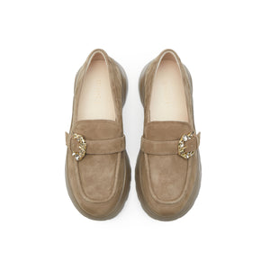 Crystal Buckle Chunky Loafers