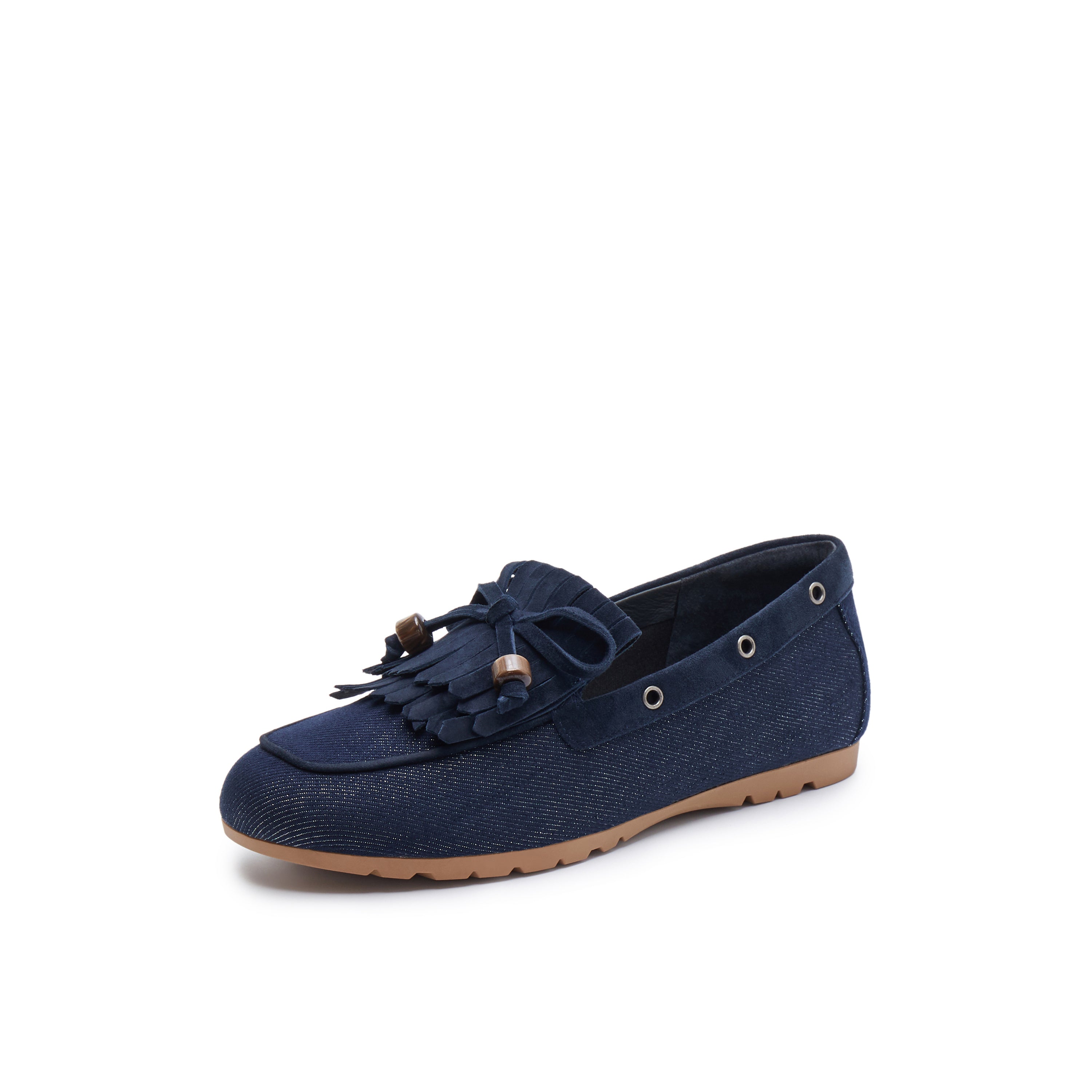 Denim Loafers with Tassel