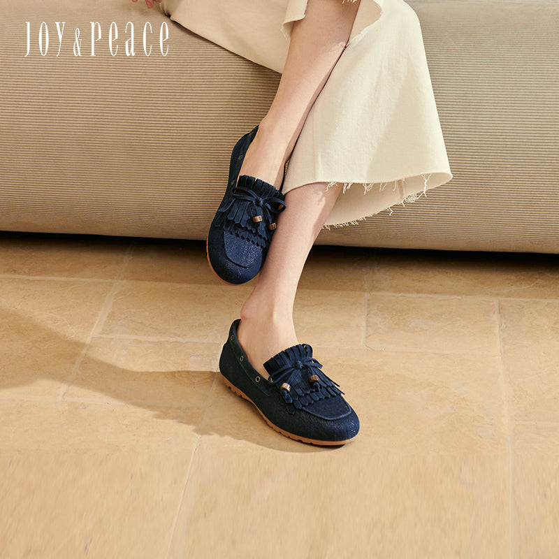 Denim Loafers with Tassel