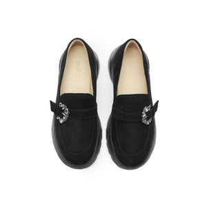 Crystal Buckle Chunky Loafers