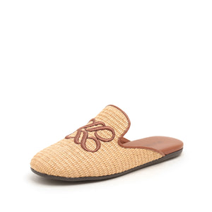 JP Infinity Logo Embroidery Raffia Mules