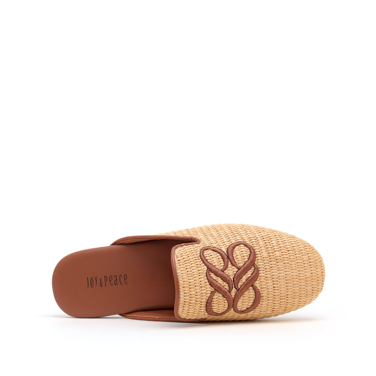 JP Infinity Logo Embroidery Raffia Mules