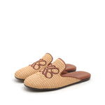 JP Infinity Logo Embroidery Raffia Mules