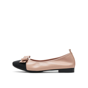 Poplin Fabric Toe Cap Ballet Flats