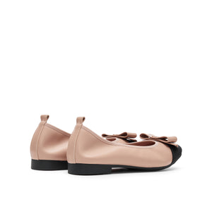 Poplin Fabric Toe Cap Ballet Flats