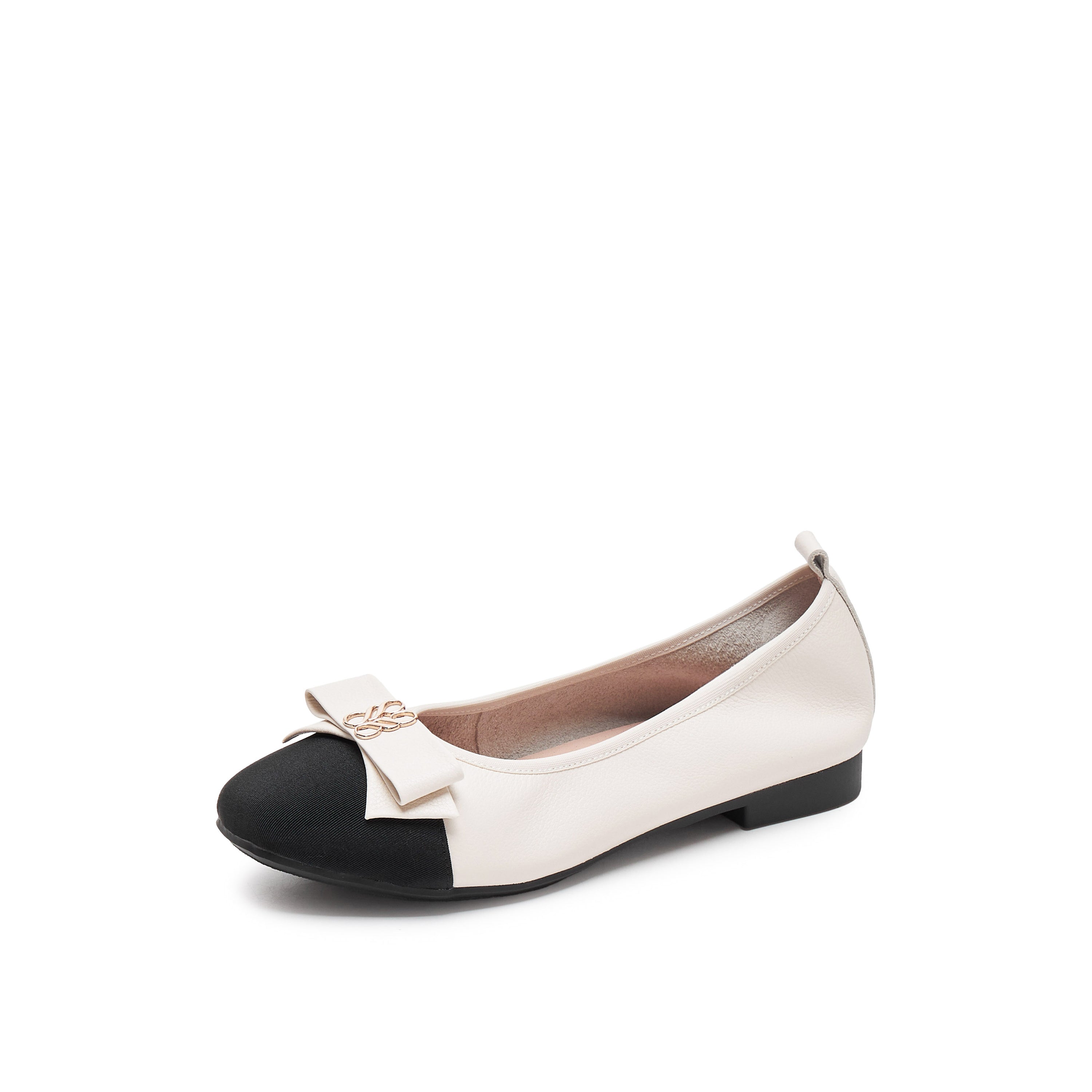 Poplin Fabric Toe Cap Ballet Flats