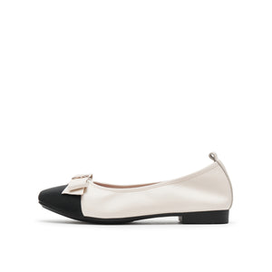 Poplin Fabric Toe Cap Ballet Flats