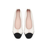 Poplin Fabric Toe Cap Ballet Flats