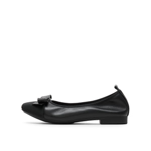 Poplin Fabric Toe Cap Ballet Flats