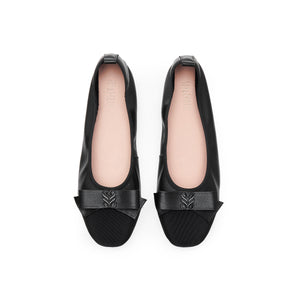 Poplin Fabric Toe Cap Ballet Flats