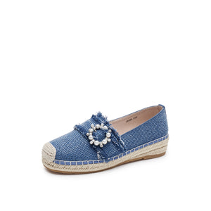 Denim Espadrilles with Crystal Embellished