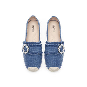 Denim Espadrilles with Crystal Embellished