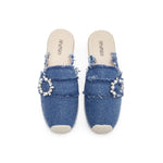 Denim Mules with Crystal Embellished