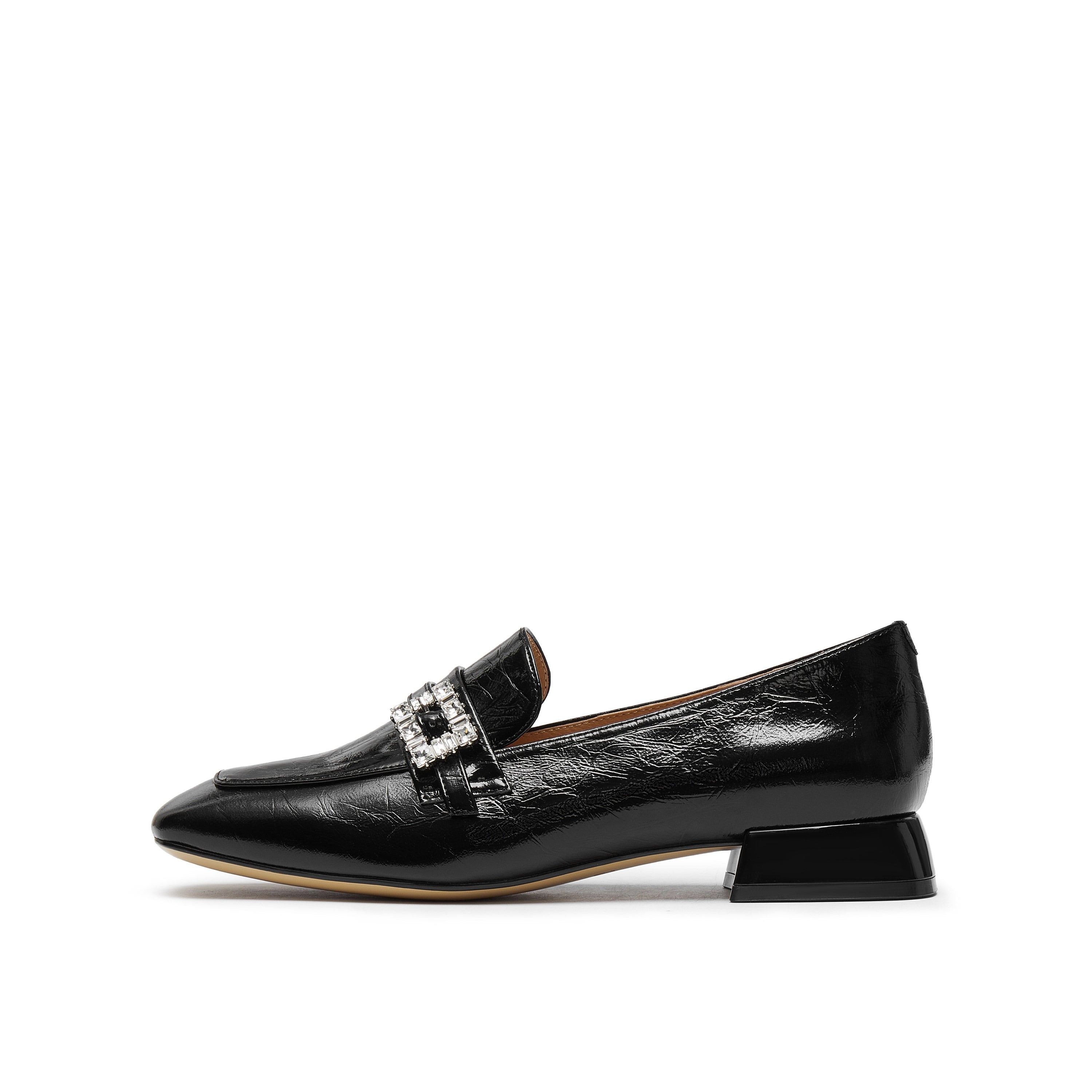 Crystal Buckle Loafers